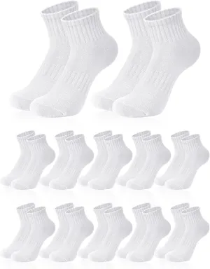 Chuarry 12 Pair Mini Crew Socks for Women Cotton Quarter Low Cut Ankle Socks Soft Breathable for Tennis Athletic Golf Running