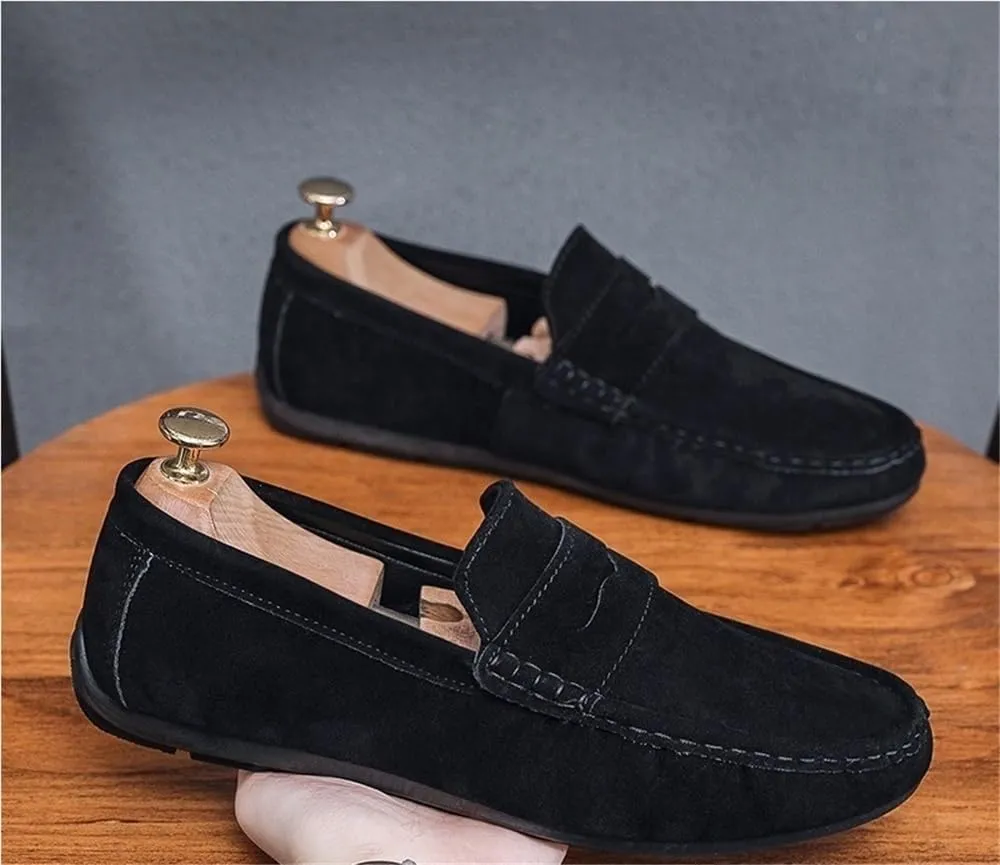 Classic Slip-ons Men's Loafers Suede Vamp Boat Shoes for Traveling Driving Office and Work