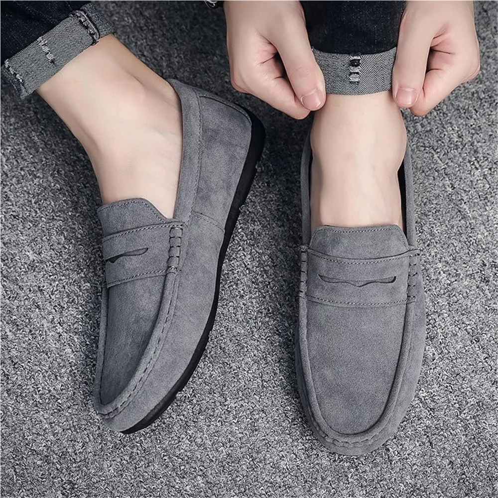Classic Slip-ons Men's Loafers Suede Vamp Boat Shoes for Traveling Driving Office and Work