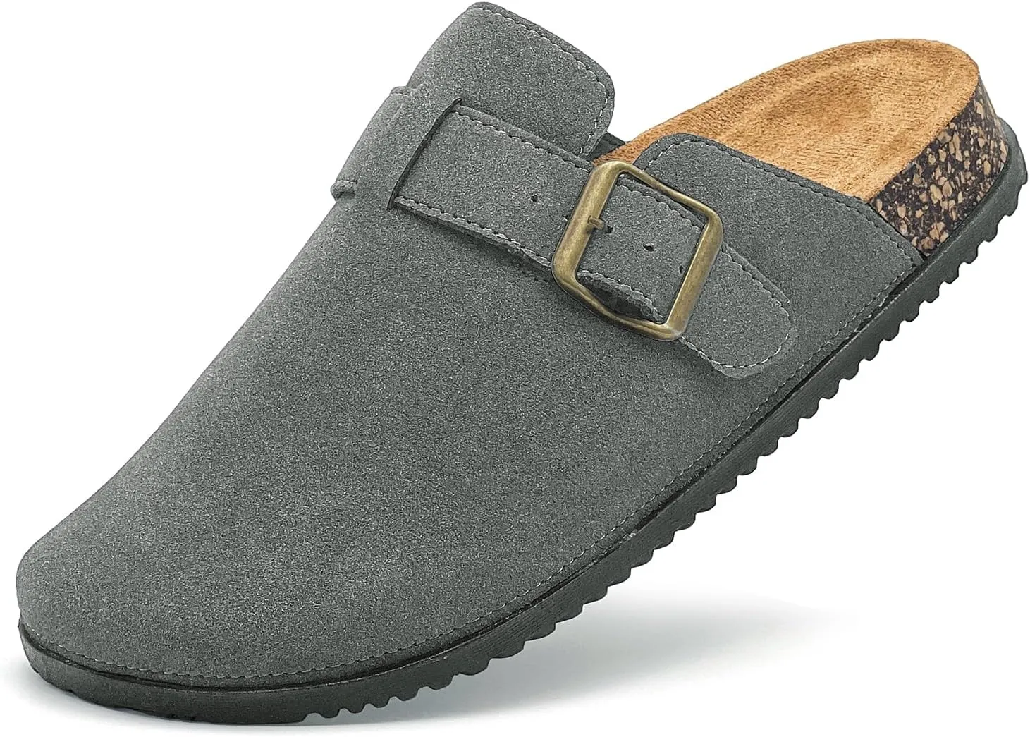 Clogs for Women and Men Suede Clogs Leather Mules Cork Footbed Sandals Potato Shoes with Arch Support Slip on Adjuestable Clog Slippers