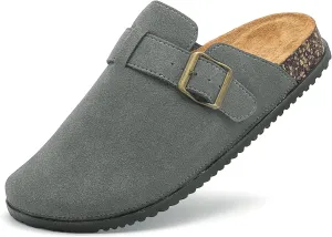 Clogs for Women and Men Suede Clogs Leather Mules Cork Footbed Sandals Potato Shoes with Arch Support Slip on Adjuestable Clog Slippers