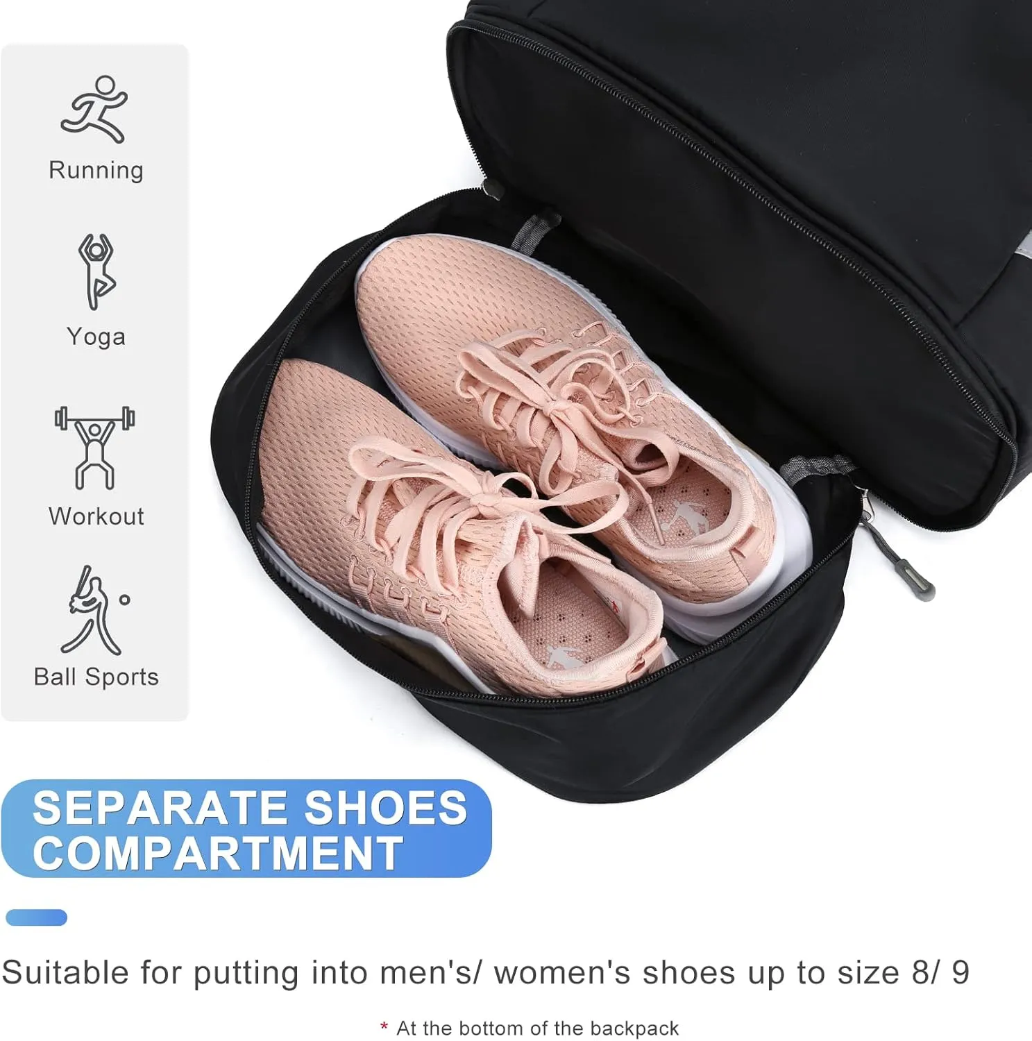 Coofay Gym Backpack for Women - Waterproof, Lightweight, Sports Travel Gym Bag with Shoe Compartment