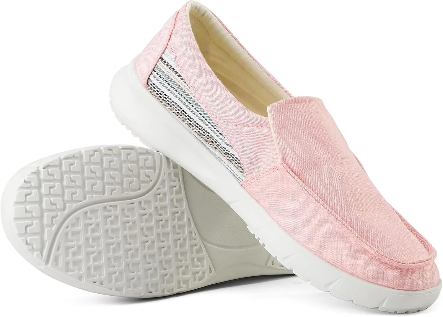 COOJOY Women's Casual Lightweight Stretch Boat Canvas Slip on Shoes Breathable