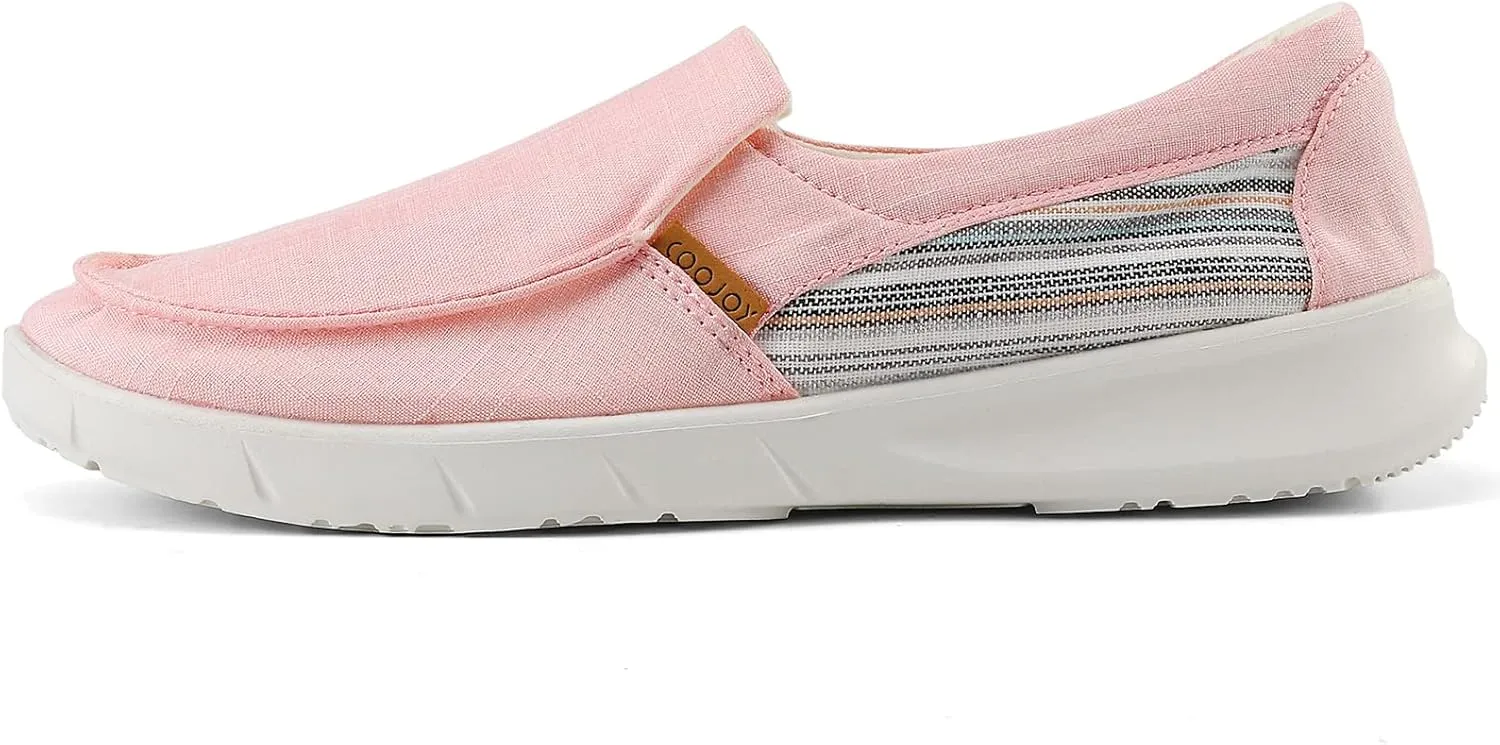 COOJOY Women's Casual Lightweight Stretch Boat Canvas Slip on Shoes Breathable