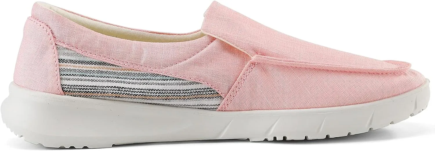 COOJOY Women's Casual Lightweight Stretch Boat Canvas Slip on Shoes Breathable