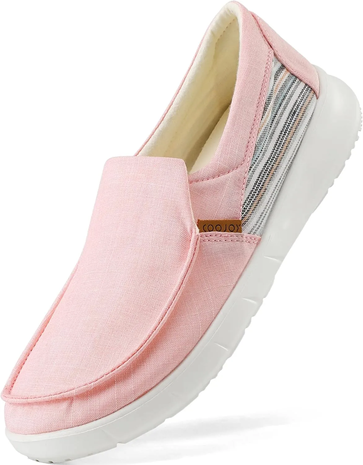 COOJOY Women's Casual Lightweight Stretch Boat Canvas Slip on Shoes Breathable