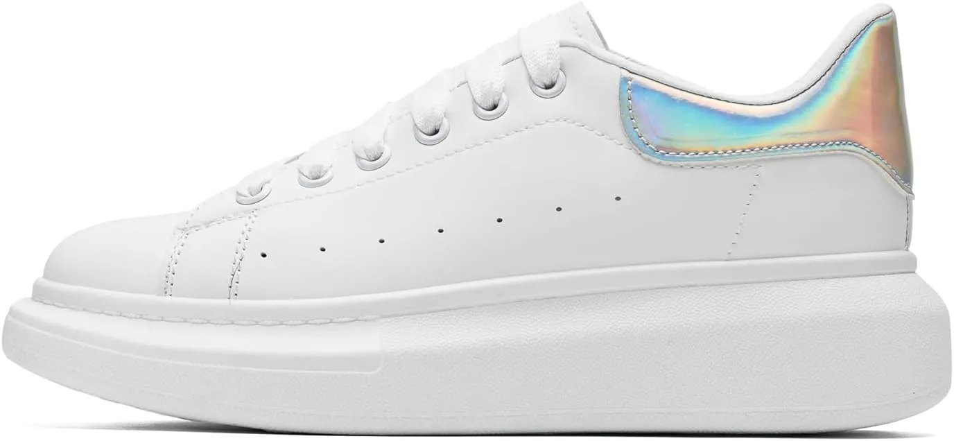 COVS Platform White Sneakers for Women, Women's Fashion Sneakers, Leather Sneakers for Women Unisex Height Increase Shoes