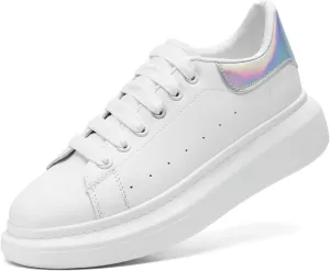 COVS Platform White Sneakers for Women, Women's Fashion Sneakers, Leather Sneakers for Women Unisex Height Increase Shoes