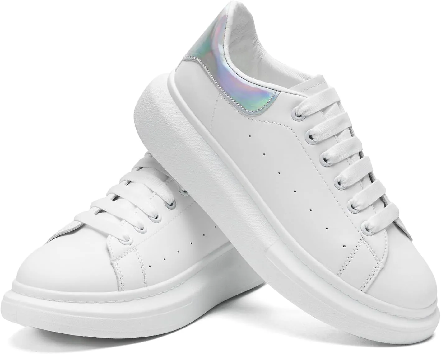 COVS Platform White Sneakers for Women, Women's Fashion Sneakers, Leather Sneakers for Women Unisex Height Increase Shoes