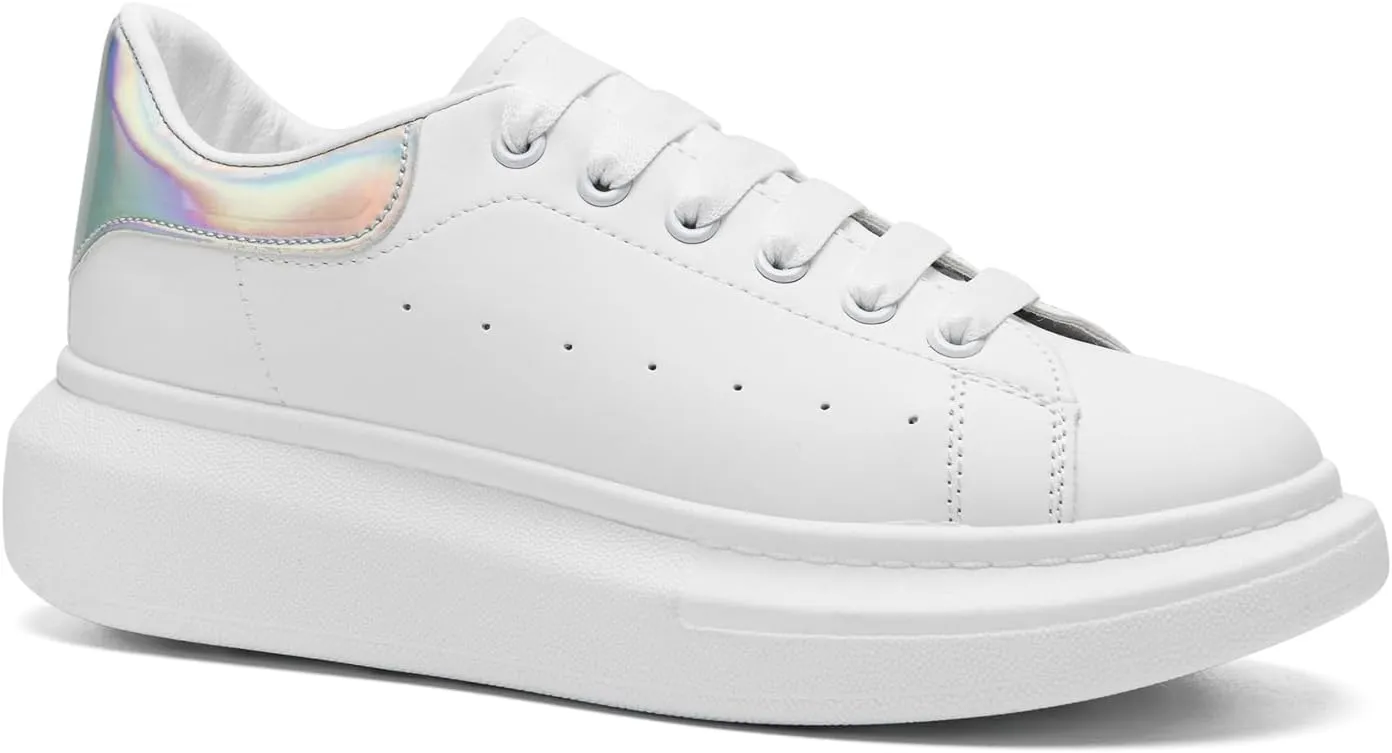 COVS Platform White Sneakers for Women, Women's Fashion Sneakers, Leather Sneakers for Women Unisex Height Increase Shoes