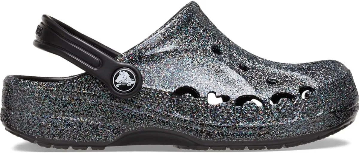 Crocs Baya Glitter Clog, Black/Multi, 4 US Unisex Toddler