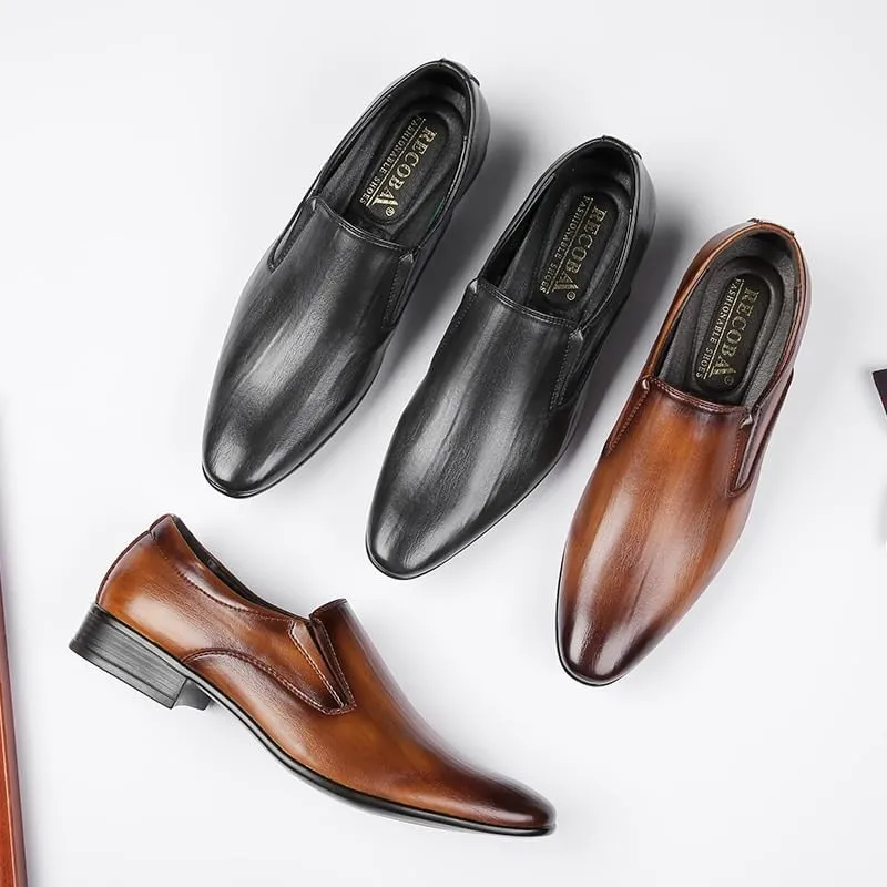 CSCDD Men's Brushed Design Casual Pedal Business Formal Leather Shoes Men Gentleman Foot Loafers Breathable Shoes Suitable for Daily Travel and Driving