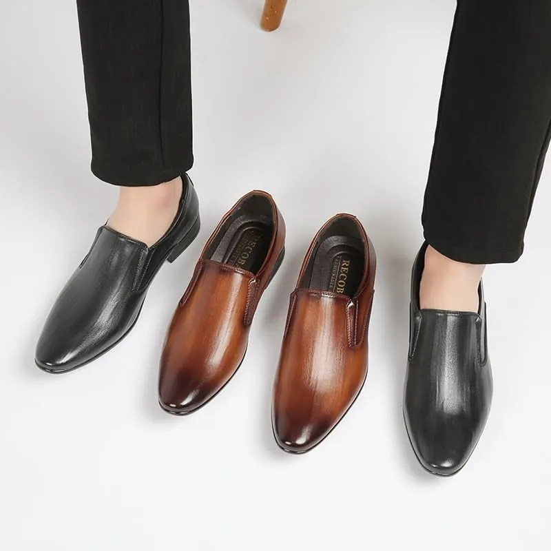 CSCDD Men's Brushed Design Casual Pedal Business Formal Leather Shoes Men Gentleman Foot Loafers Breathable Shoes Suitable for Daily Travel and Driving