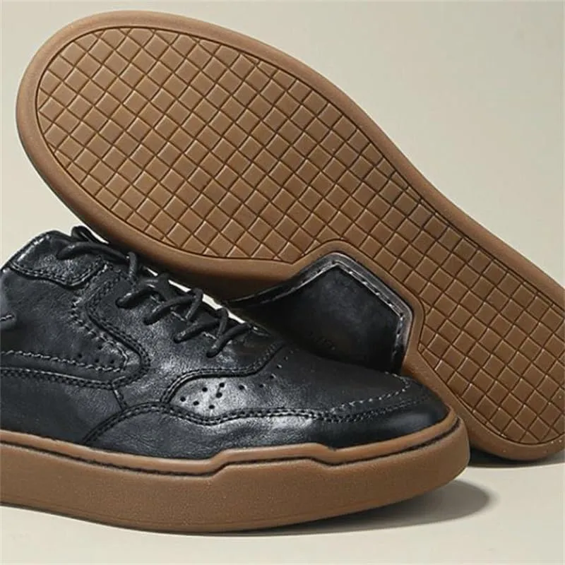 CSCDD Men's Casual Leather Sneakers Waxed Lace-up Pedal Design Breathable Oxford Shoes Comfortable Suitable for School Work Versatile