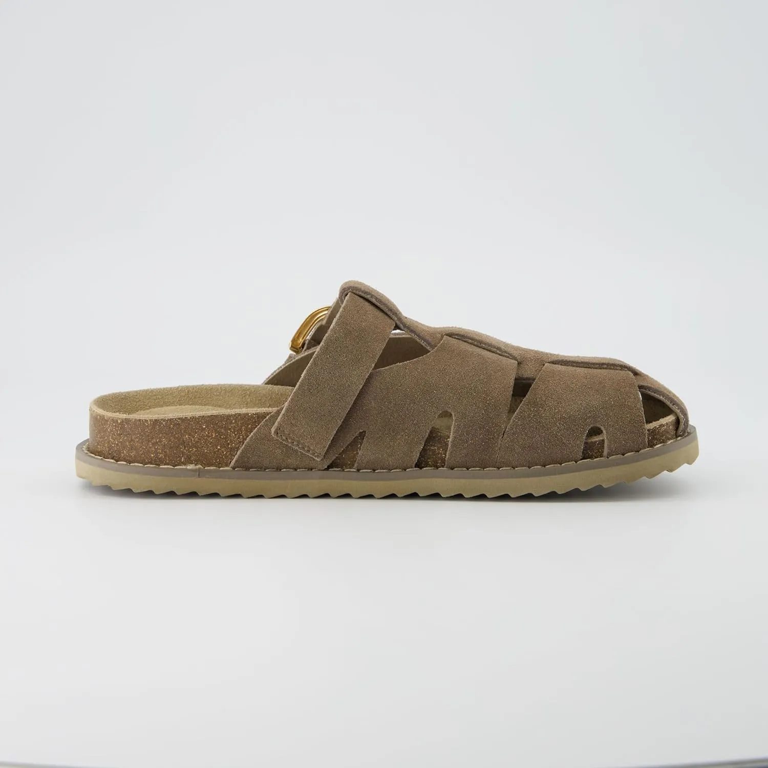 CUSHIONAIRE Benson Women’s Fisherman Clog – Suede Slip-On Sandal with Adjustable Buckle & Contoured Cork Footbed