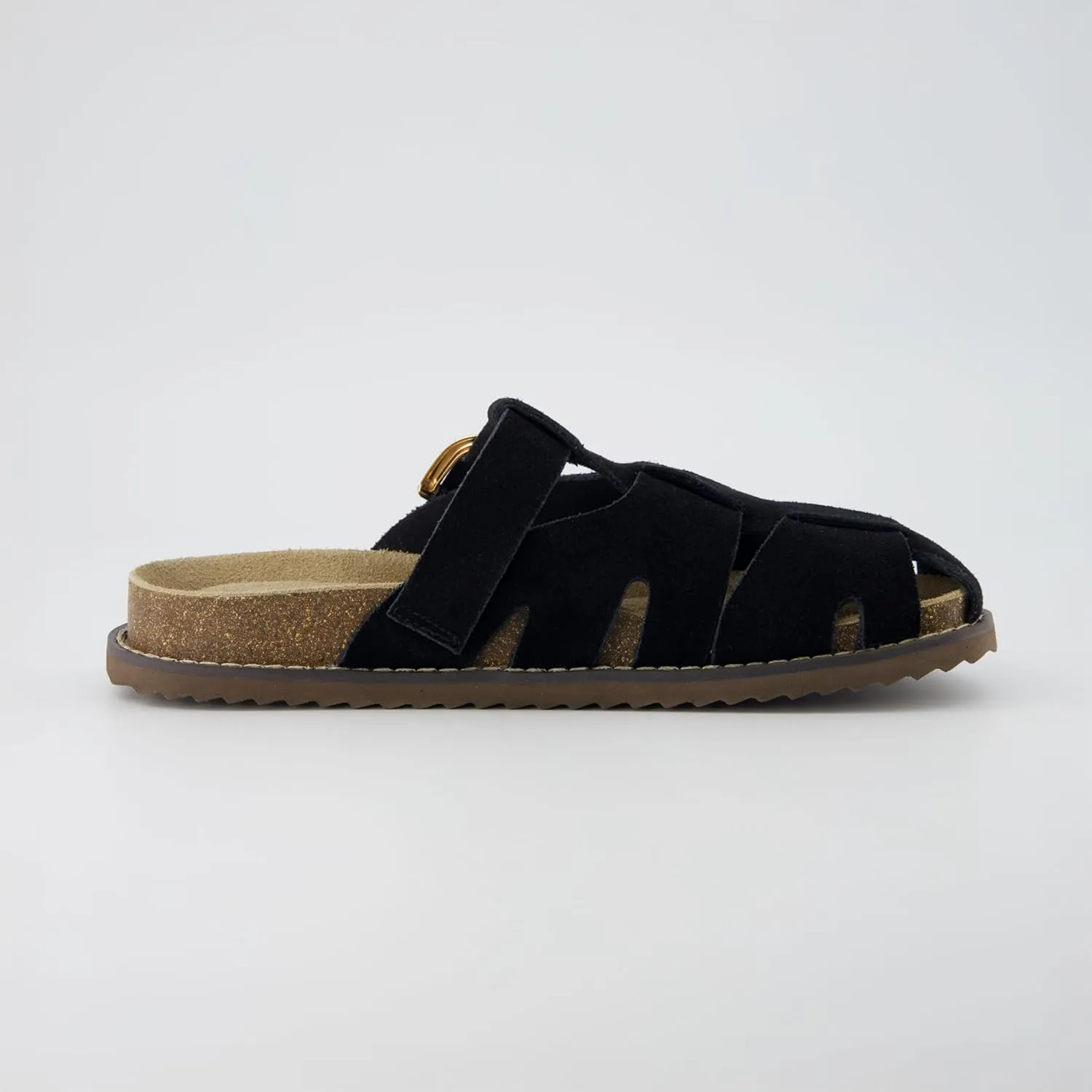 CUSHIONAIRE Benson Women’s Fisherman Clog – Suede Slip-On Sandal with Adjustable Buckle & Contoured Cork Footbed