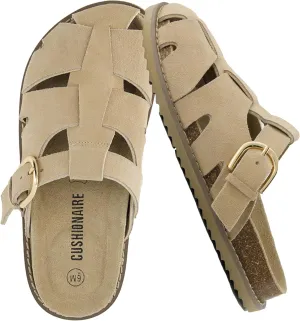 CUSHIONAIRE Benson Women’s Fisherman Clog – Suede Slip-On Sandal with Adjustable Buckle & Contoured Cork Footbed