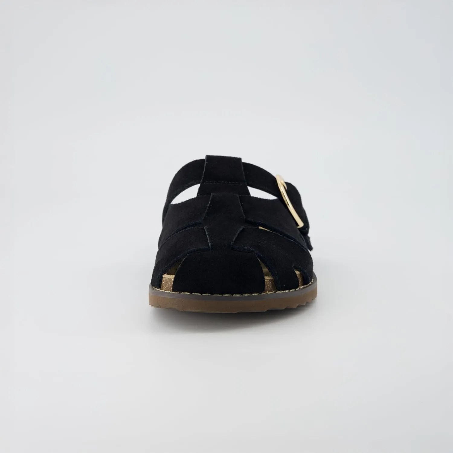 CUSHIONAIRE Benson Women’s Fisherman Clog – Suede Slip-On Sandal with Adjustable Buckle & Contoured Cork Footbed