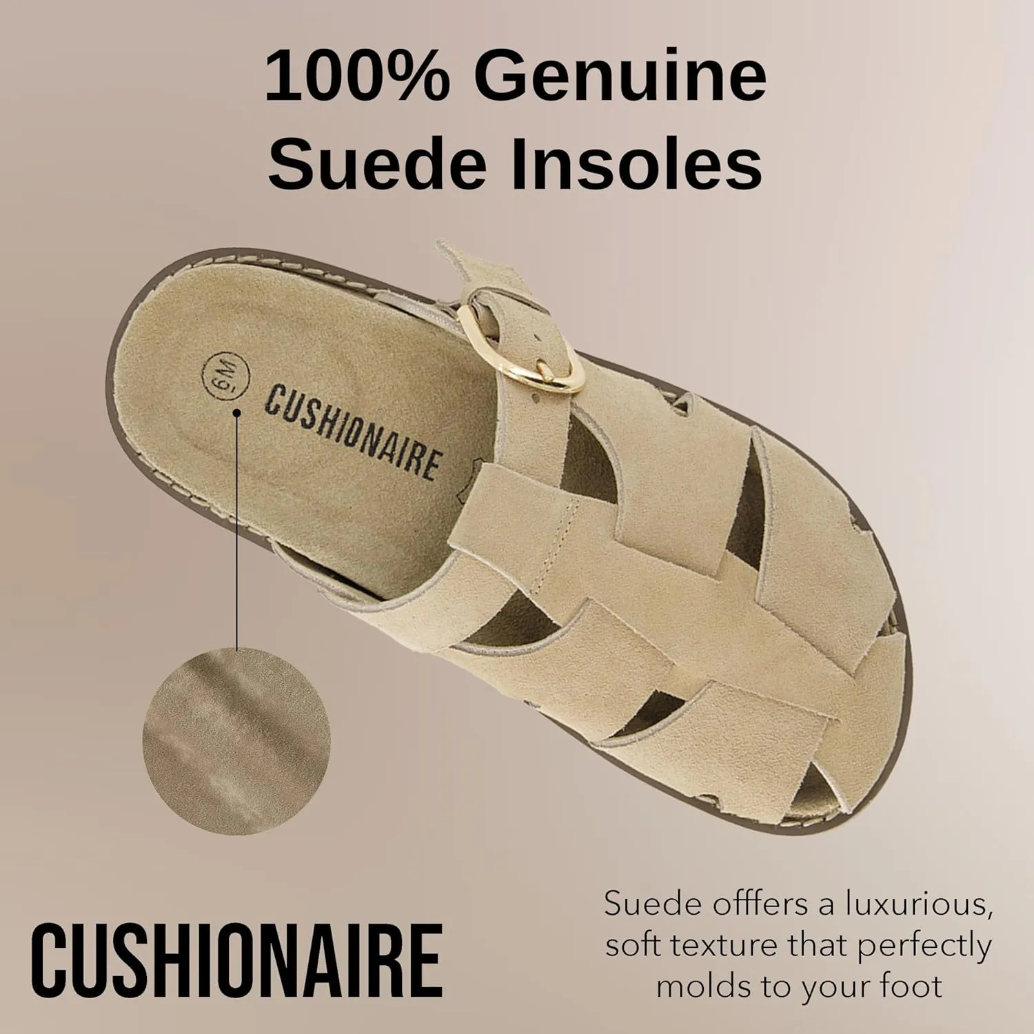 CUSHIONAIRE Benson Women’s Fisherman Clog – Suede Slip-On Sandal with Adjustable Buckle & Contoured Cork Footbed