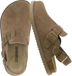 CUSHIONAIRE Brooklyn Women's Suede Clogs - Adjustable Slingback Clog Sandal with Buckle, Memory Foam, Wide Widths
