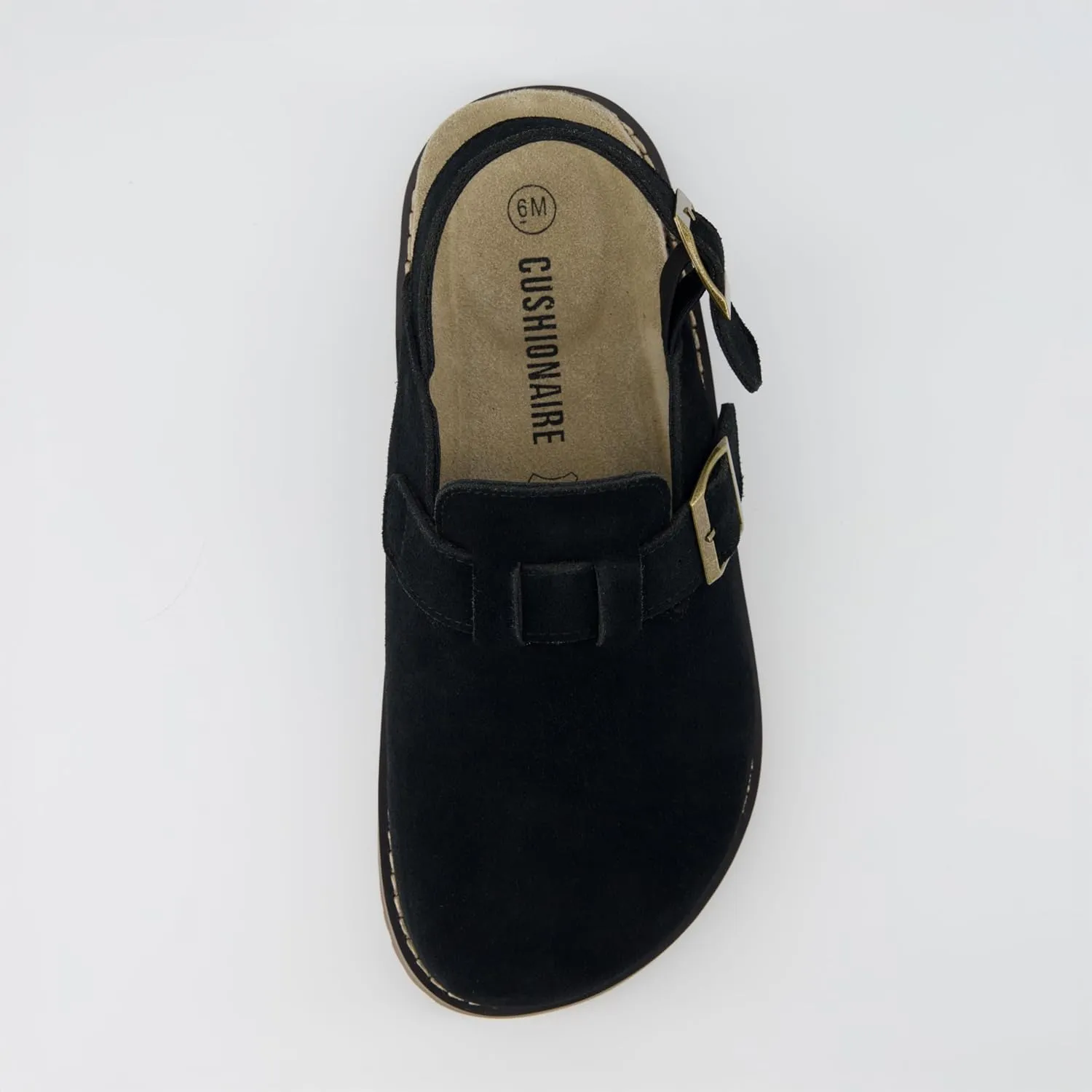 CUSHIONAIRE Brooklyn Women's Suede Clogs - Adjustable Slingback Clog Sandal with Buckle, Memory Foam, Wide Widths