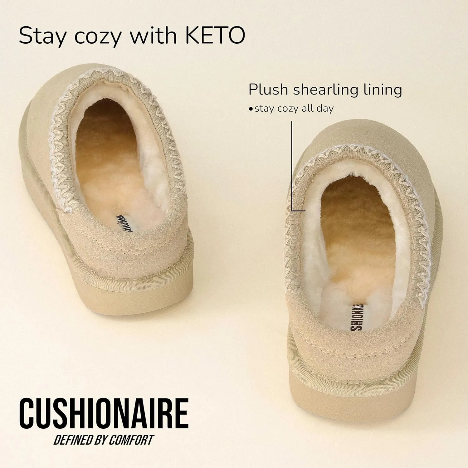 CUSHIONAIRE Keto Womens Slippers Slip-On Suede Mule Slipper - Cozy & Stylish, Memory Foam & Faux Fur Lining, Wide Widths Available