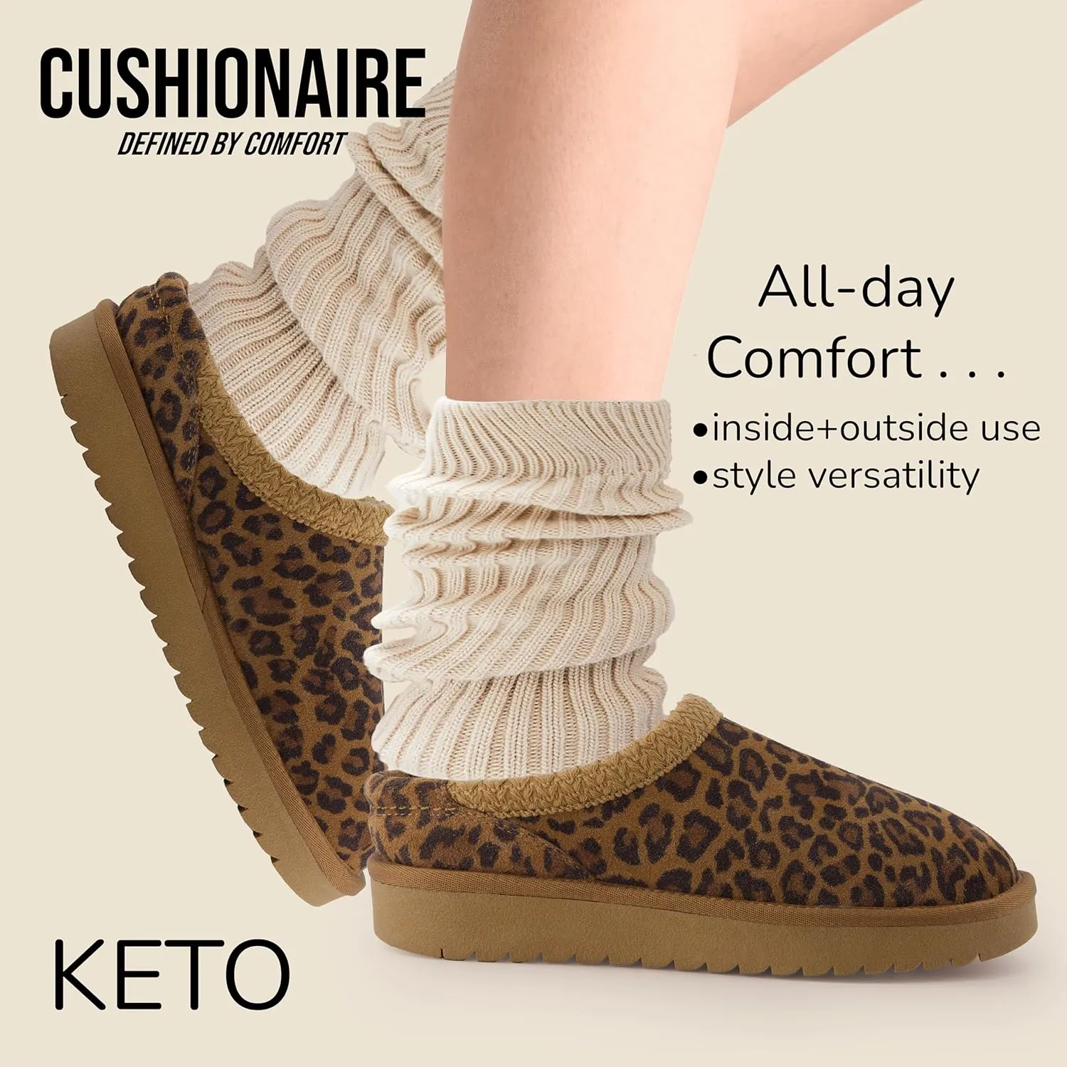 CUSHIONAIRE Keto Womens Slippers Slip-On Suede Mule Slipper - Cozy & Stylish, Memory Foam & Faux Fur Lining, Wide Widths Available