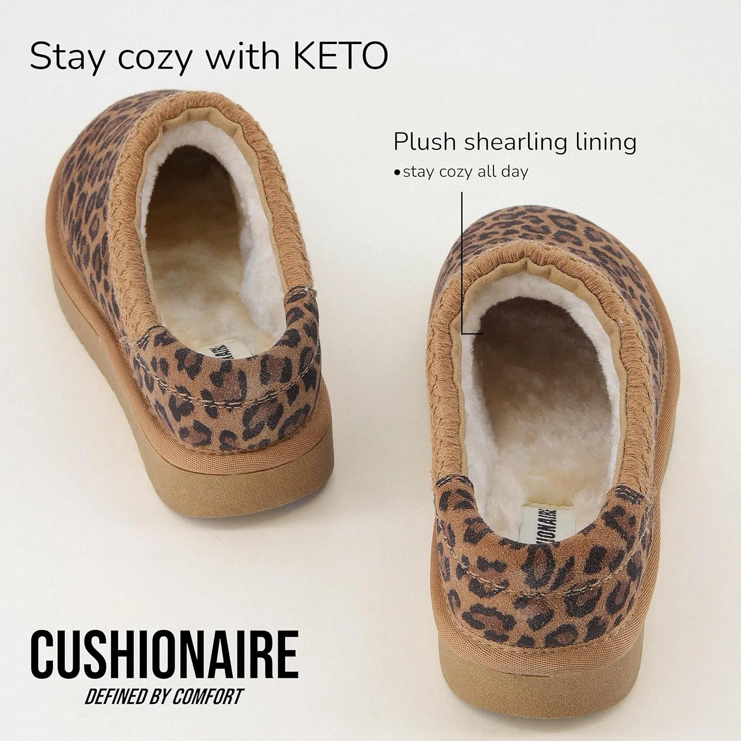 CUSHIONAIRE Keto Womens Slippers Slip-On Suede Mule Slipper - Cozy & Stylish, Memory Foam & Faux Fur Lining, Wide Widths Available