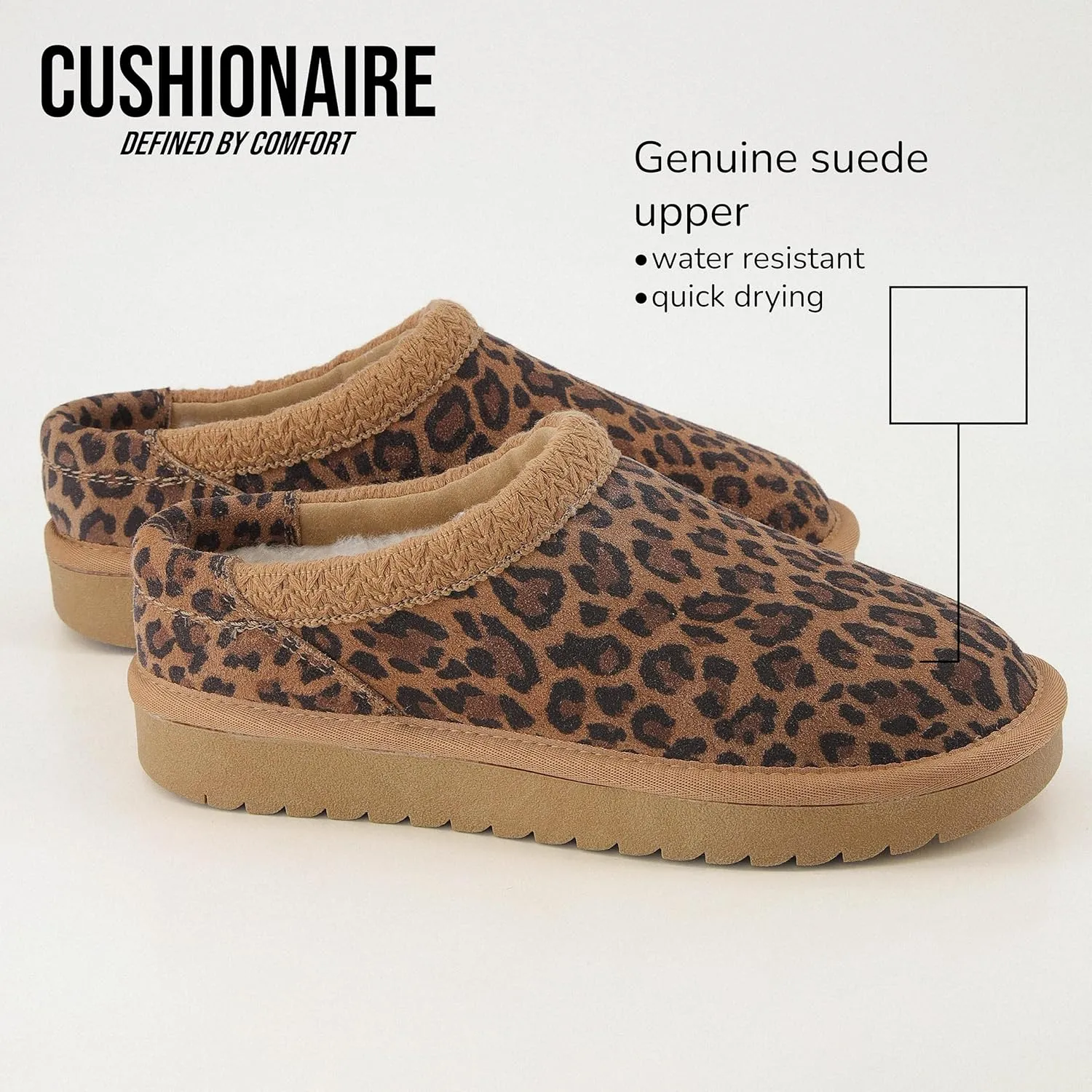 CUSHIONAIRE Keto Womens Slippers Slip-On Suede Mule Slipper - Cozy & Stylish, Memory Foam & Faux Fur Lining, Wide Widths Available
