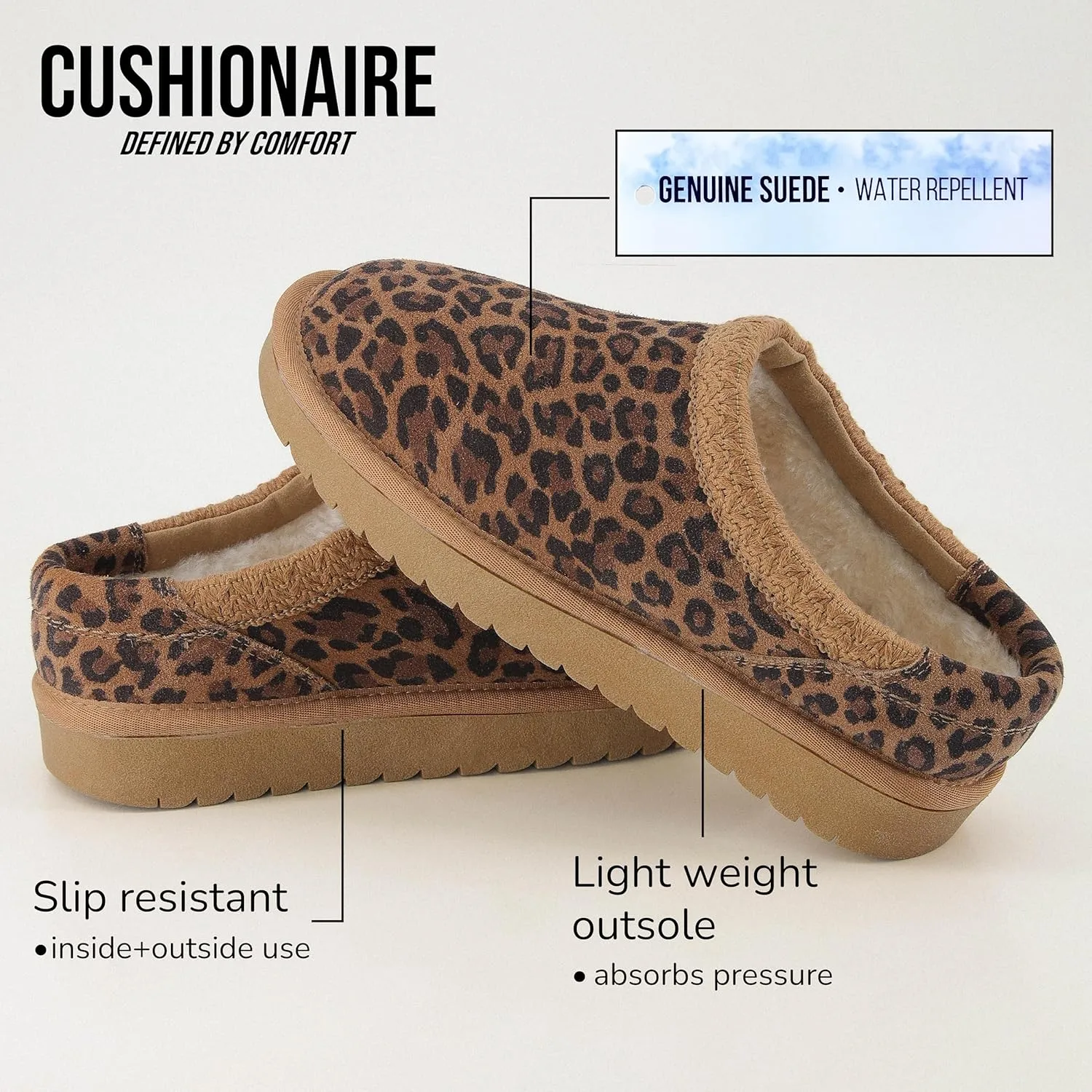 CUSHIONAIRE Keto Womens Slippers Slip-On Suede Mule Slipper - Cozy & Stylish, Memory Foam & Faux Fur Lining, Wide Widths Available