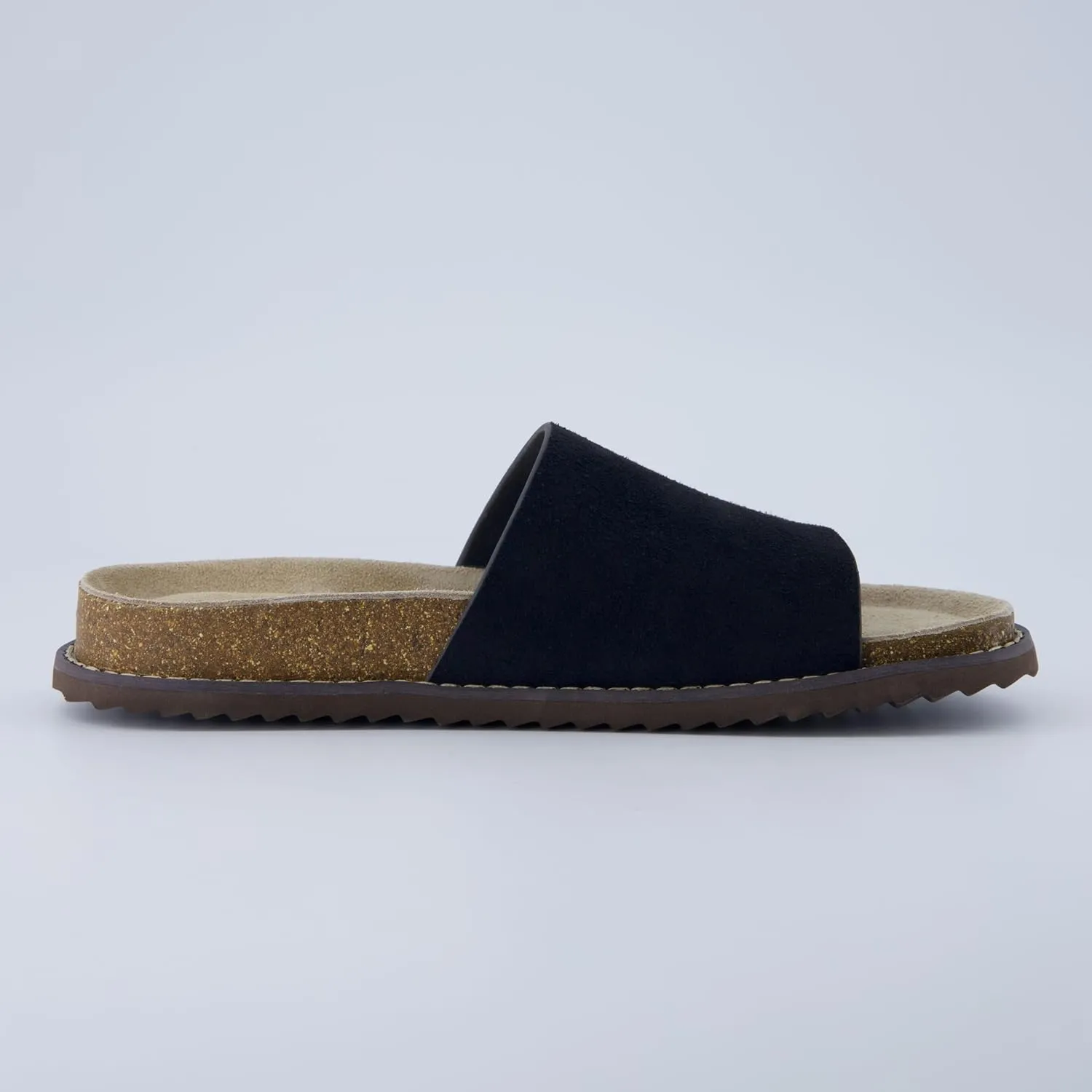 CUSHIONAIRE Ritual Women’s Slide Sandal – Suede Slip-On with Cork Footbed, Contoured Insole & Flexible Lightweight Outsole