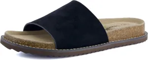 CUSHIONAIRE Ritual Women’s Slide Sandal – Suede Slip-On with Cork Footbed, Contoured Insole & Flexible Lightweight Outsole