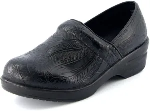 CUSHIONAIRE Women's Claire Slip-On Clog, Vegan Leather, Memory Foam, Lightweight Comfort Clog with 1.5-Inch Heel