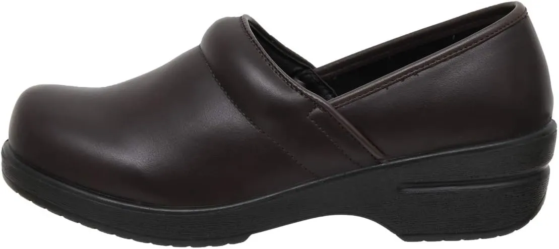 CUSHIONAIRE Women's Claire Slip-On Clog, Vegan Leather, Memory Foam, Lightweight Comfort Clog with 1.5-Inch Heel