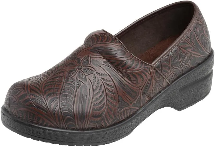 CUSHIONAIRE Women's Claire Slip-On Clog, Vegan Leather, Memory Foam, Lightweight Comfort Clog with 1.5-Inch Heel