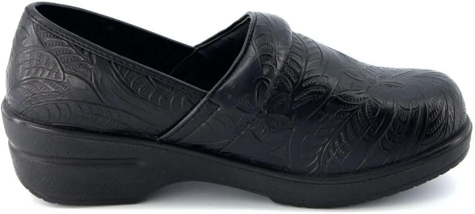 CUSHIONAIRE Women's Claire Slip-On Clog, Vegan Leather, Memory Foam, Lightweight Comfort Clog with 1.5-Inch Heel