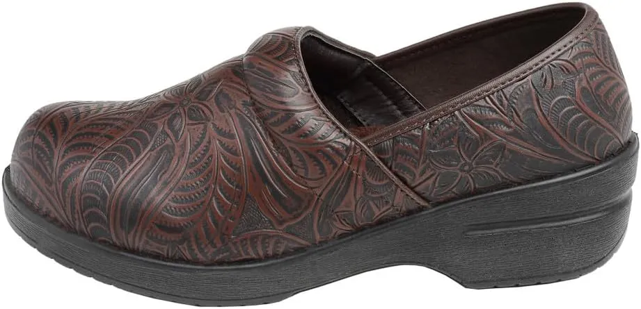 CUSHIONAIRE Women's Claire Slip-On Clog, Vegan Leather, Memory Foam, Lightweight Comfort Clog with 1.5-Inch Heel