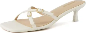 CUSHIONAIRE Women's Milan Kitten Heel Sandals  Memory Foam, Wide Widths Available