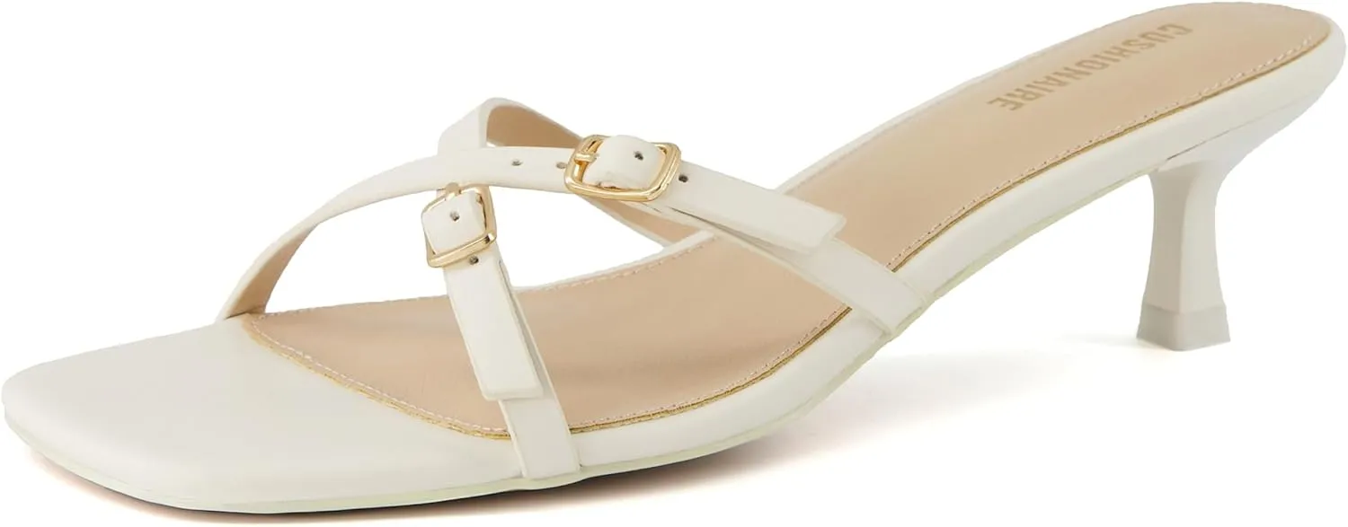 CUSHIONAIRE Women's Milan Kitten Heel Sandals  Memory Foam, Wide Widths Available