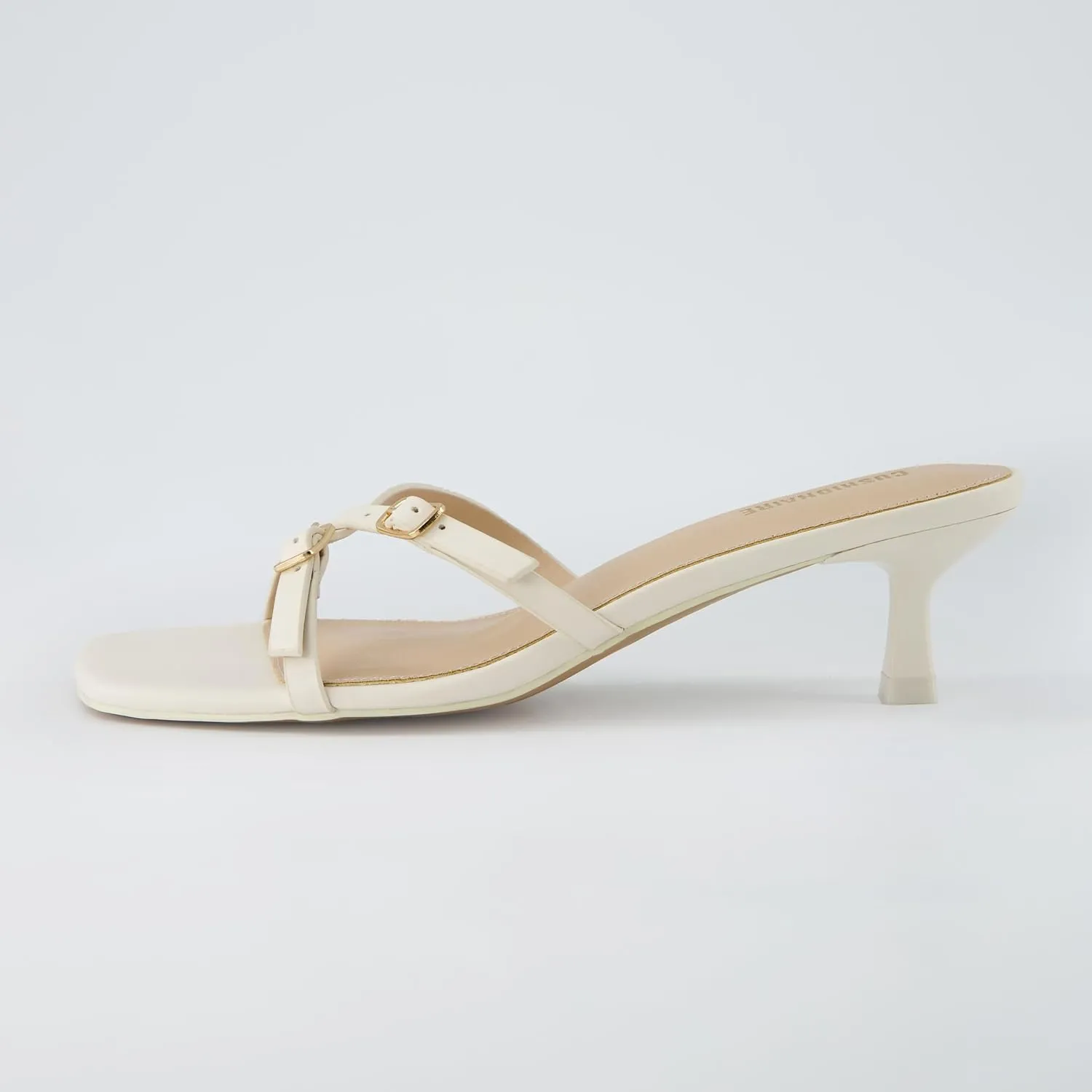 CUSHIONAIRE Women's Milan Kitten Heel Sandals  Memory Foam, Wide Widths Available