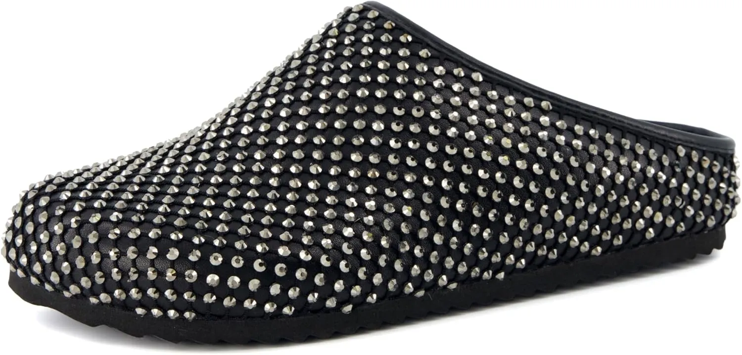 CUSHIONAIRE Women's Shimmer Rhinestone Bling Footbed Clog with  Comfort
