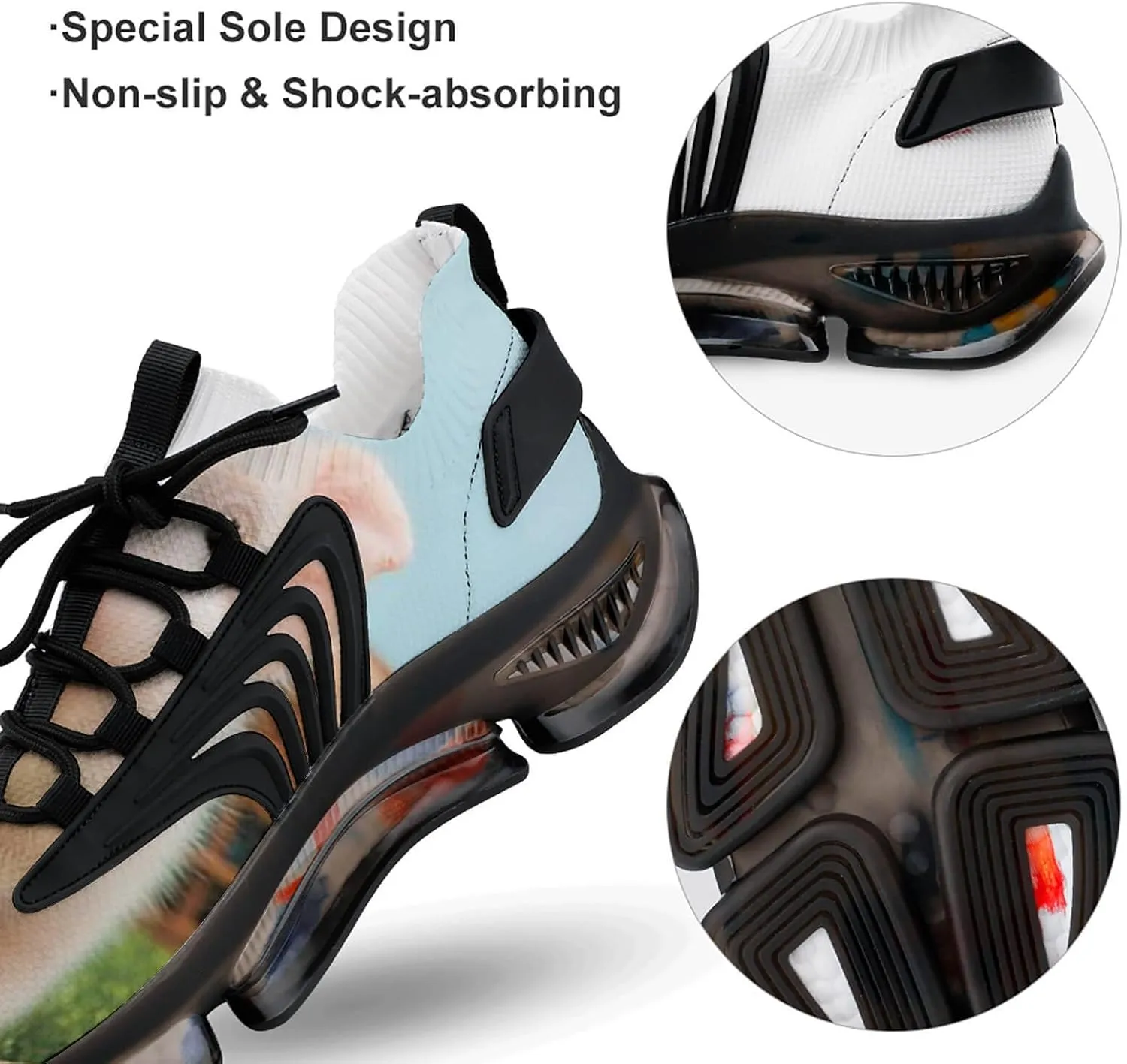 Cute Pig on Grass Lightweight Women's Sneakers Running Tennis Shoes Walking Sportswear Gym Travel for Men