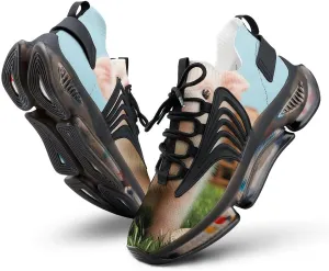 Cute Pig on Grass Lightweight Women's Sneakers Running Tennis Shoes Walking Sportswear Gym Travel for Men