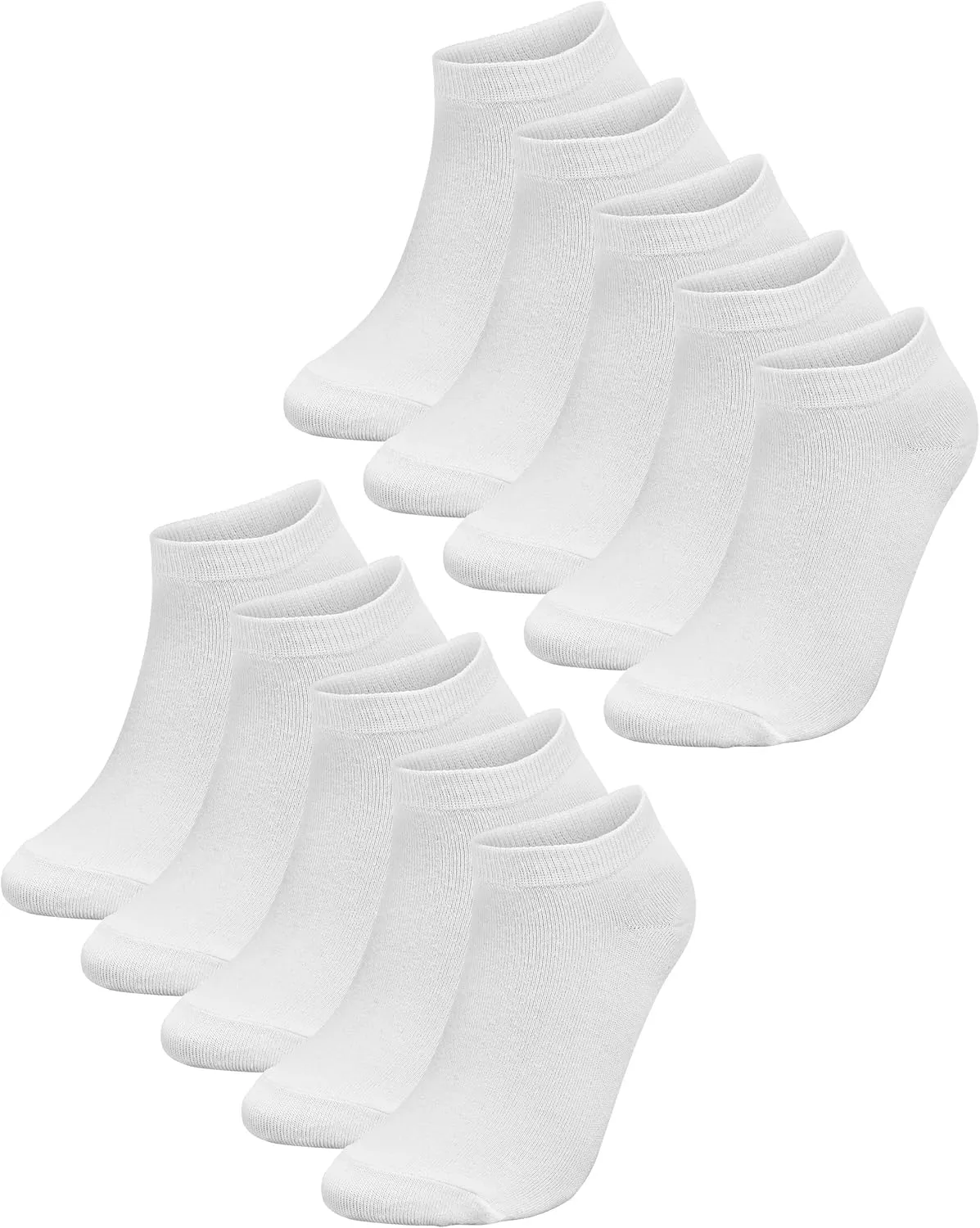 CUTIE MANGO 10 Pairs Women Daily Casual Anklet Basic Simple Design Sox Low cut Premium Soft Cotton Sneaker Comfortable Novelty Formal Socks Light-weight Cool Liner Socks(White)