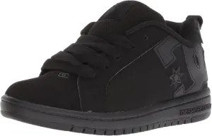 DC Unisex-Child Court Graffik Low Top Skate Shoe Sneaker, Black/Black, 3 M US Little Kid