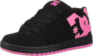 DC Unisex-Child Court Graffik Low Top Skate Shoe Sneaker, Black/Pink, 7 M M US Big Kid