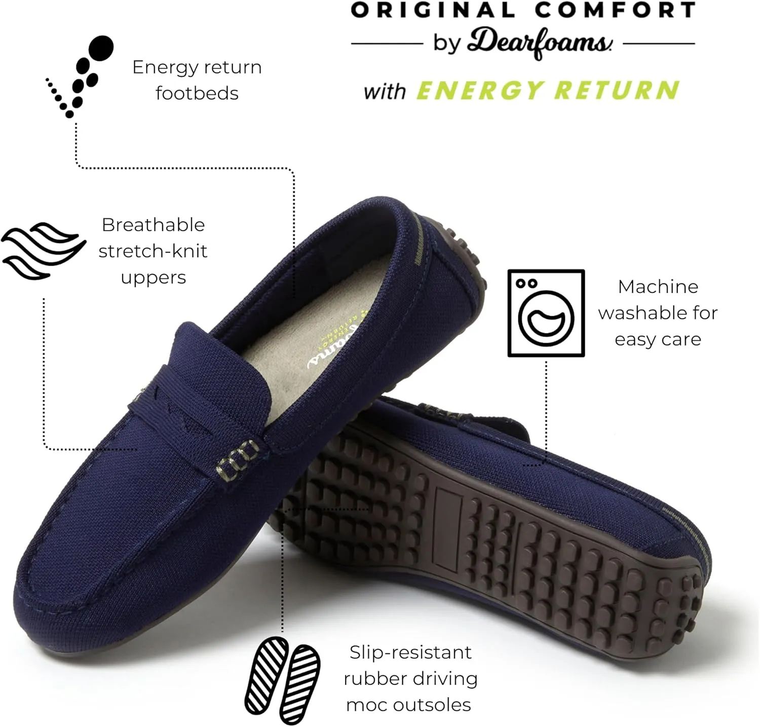 Dearfoams Women's Hazel-Lighweight Driving Loafer Machine Washable Comfortable Shoe