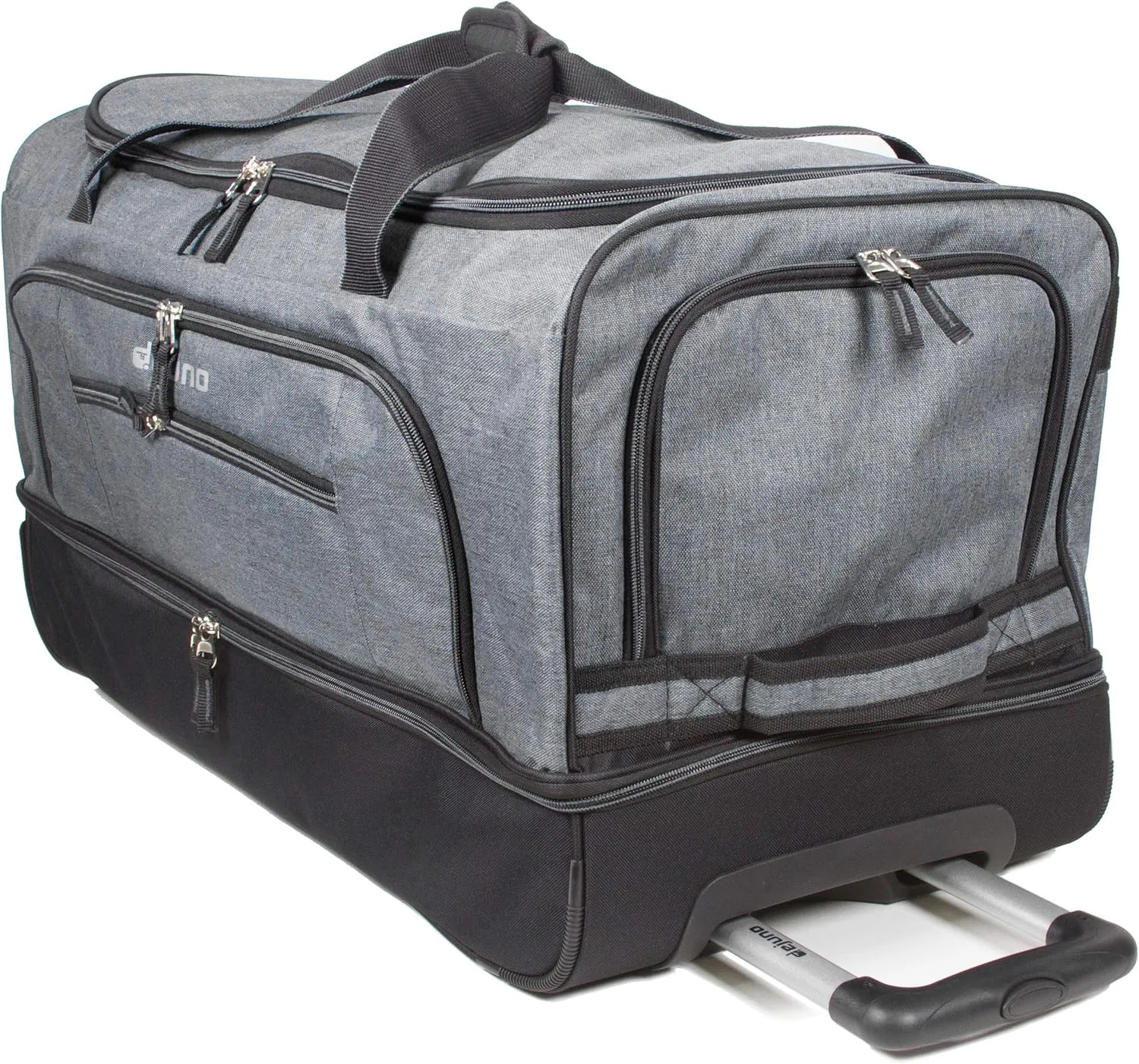 Dejuno Lightweight Denim Drop Bottom Rolling Duffel Bag