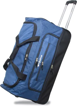 Dejuno Lightweight Denim Drop Bottom Rolling Duffel Bag