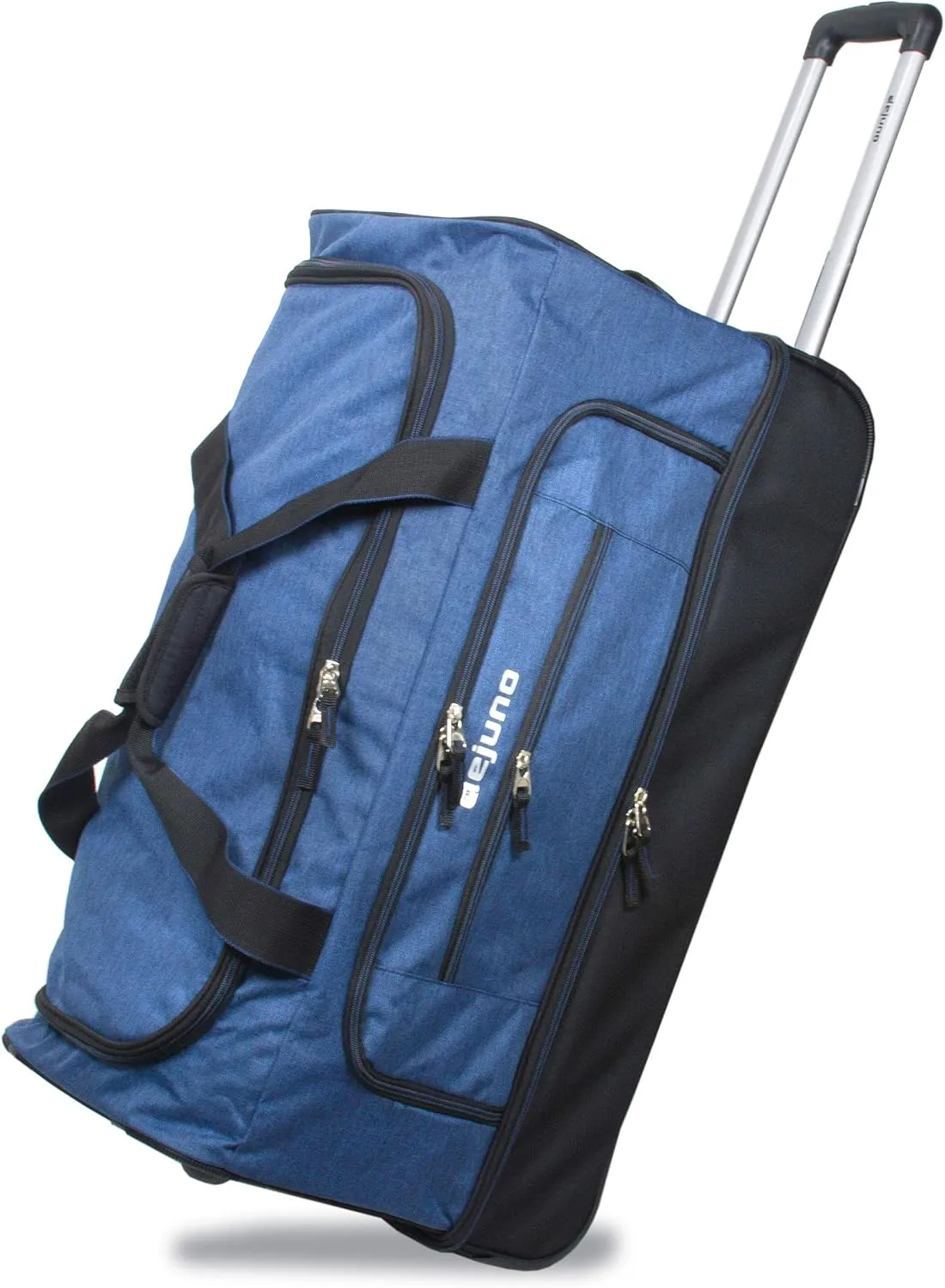 Dejuno Lightweight Denim Drop Bottom Rolling Duffel Bag